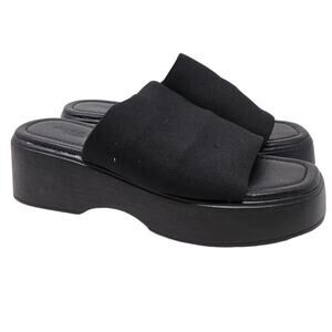 Vintage Y2K Charlotte Russe 9 Black Slide Slinky Black Sandal Casual Grunge